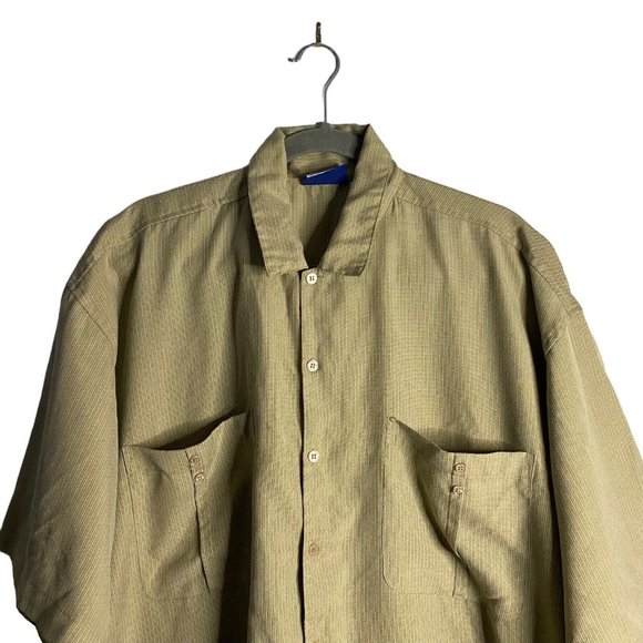 725 Originals Men's Tan Casual Button-Down Short Sleeve Shirt - Picture 2 of 7